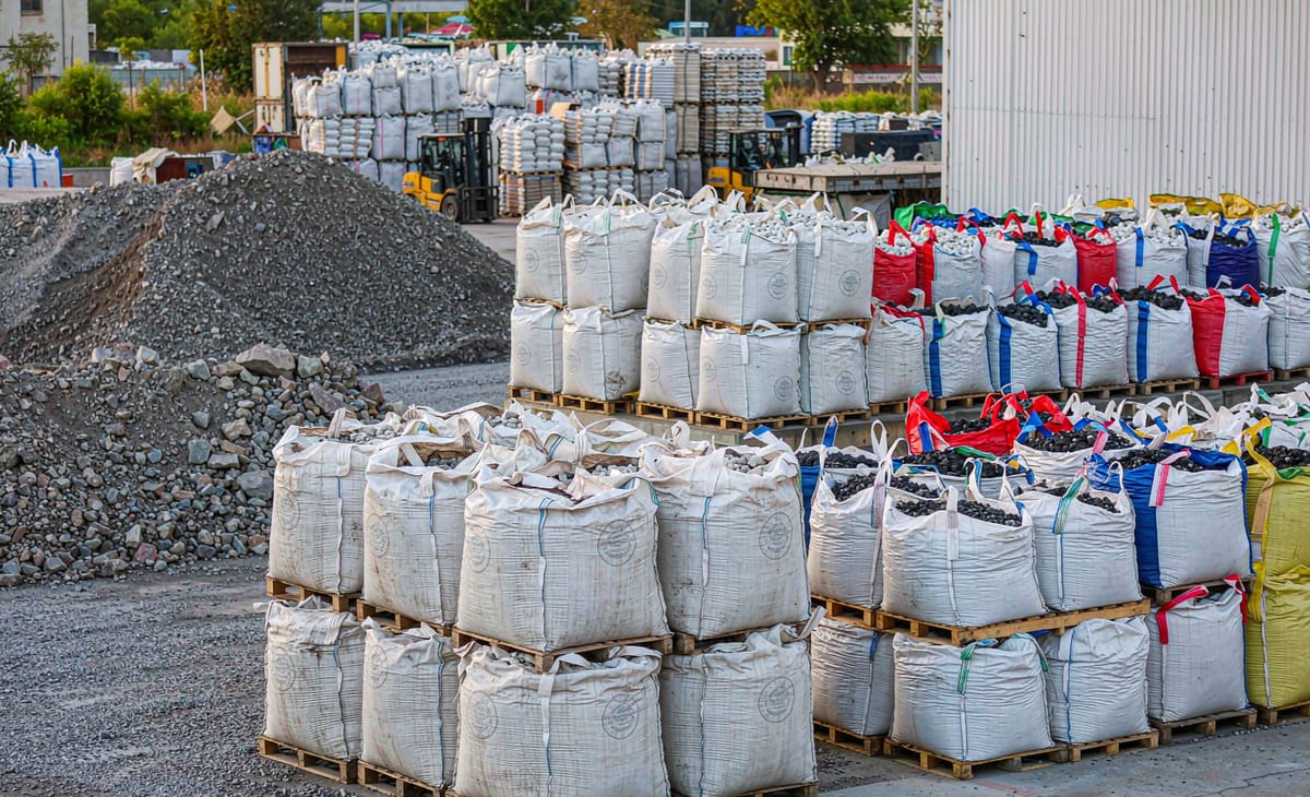 Bulk bags of landscaping stones loaded for shipment