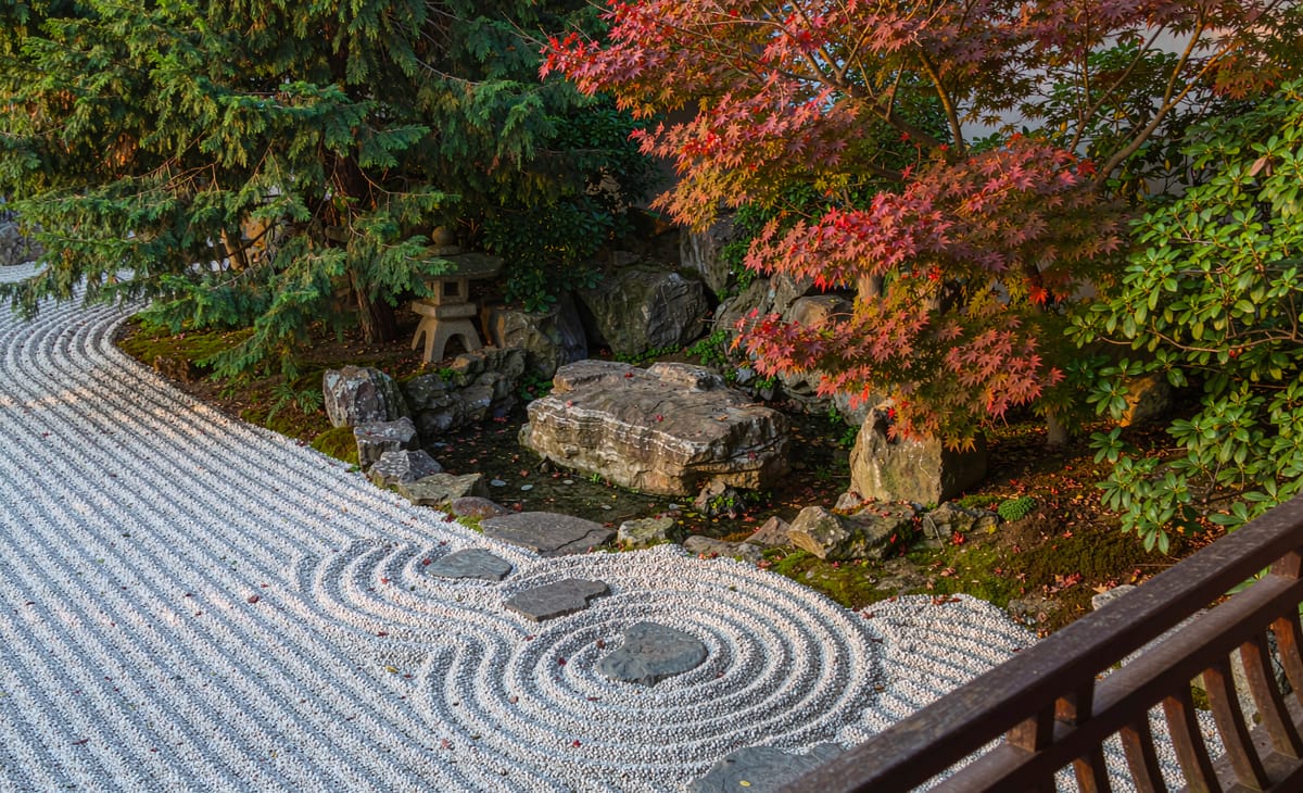 Stone arrangement in a Japanese garden