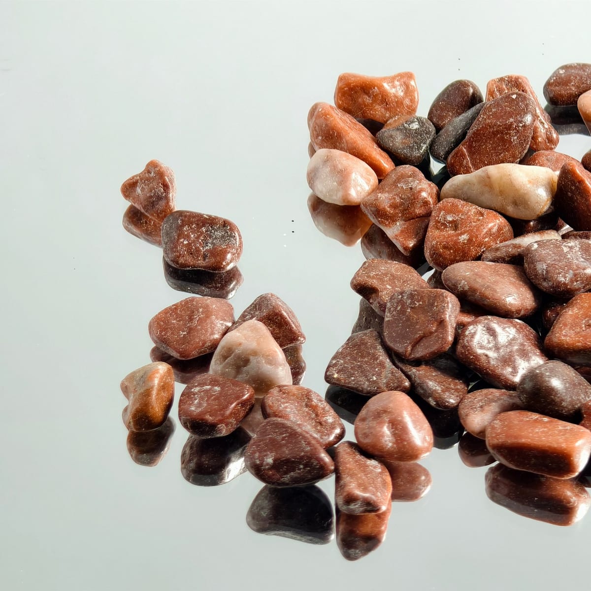 Garden gravel stockpile with coin size reference