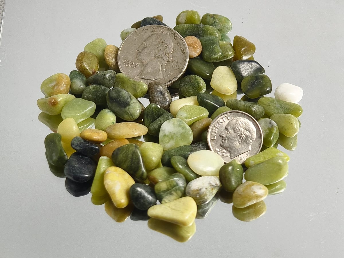 Natural green-toned pebbles with matte finish